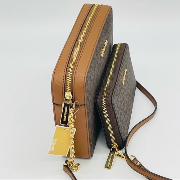 Michael Kors EW Crossbody Bag & Phone Case Wallet Leather Brown - Picture 4 of 12